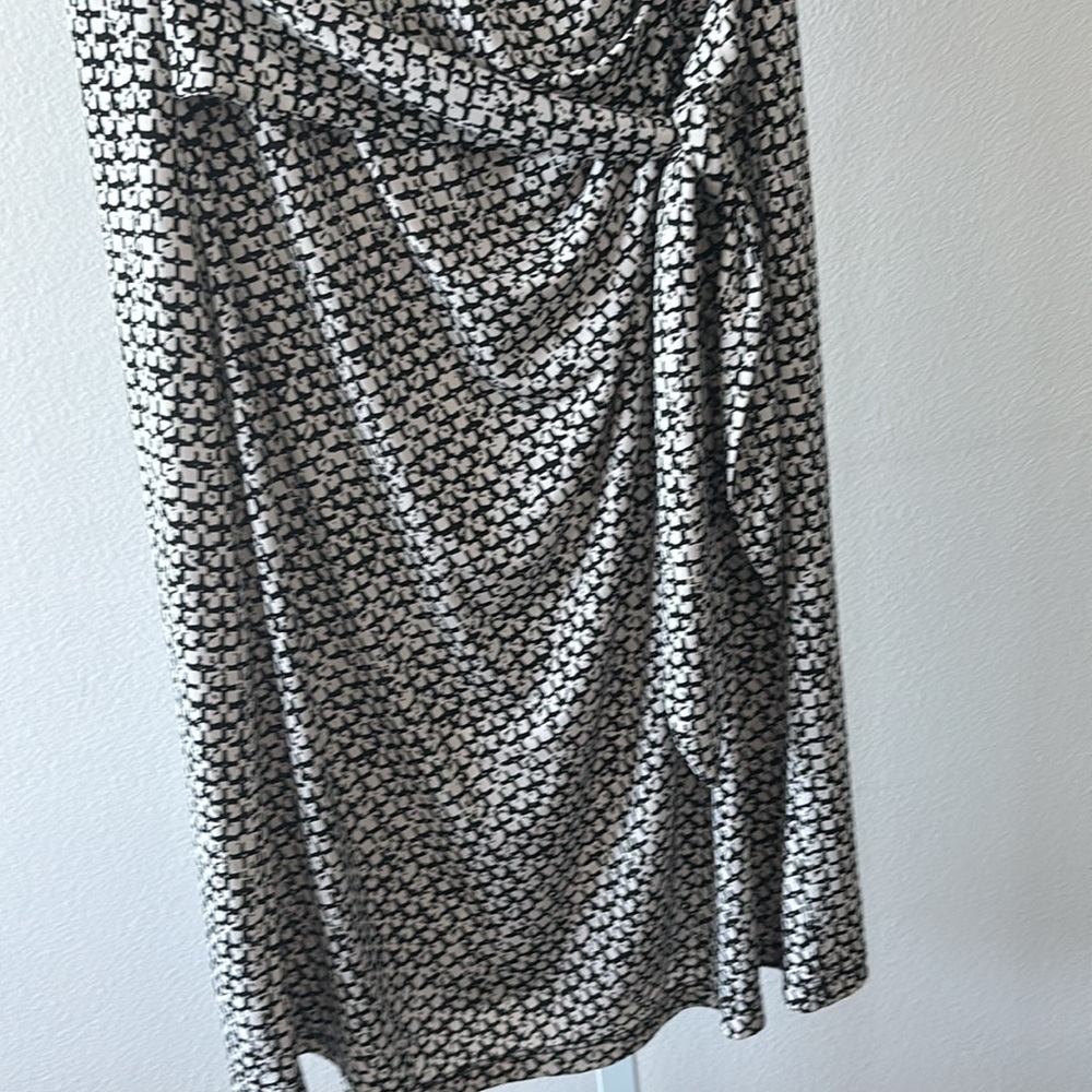 VTG 90s KBS Dress M Side Tie Mod Mini Ruched Stretch Parisian Quiet Luxury Y2K - Picture 10 of 13